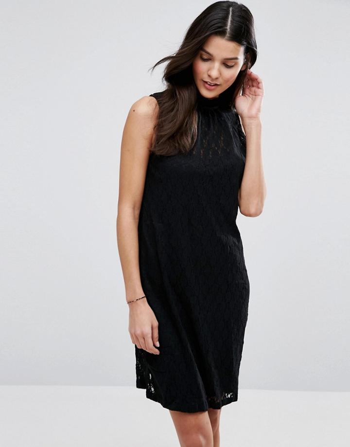 Blend She Lizzy Lace Victorian High Neck Dress - Black
