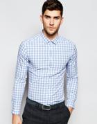 Asos Skinny Shirt In Blue Gingham Check - Blue