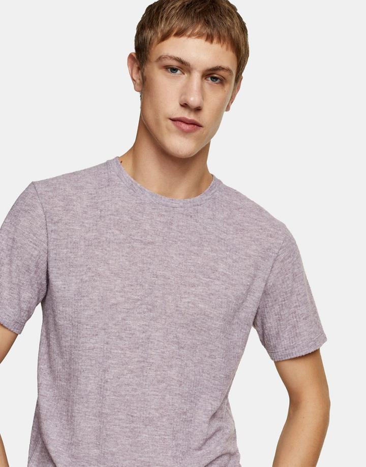 Topman Rib T-shirt In Lilac-purple