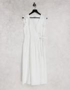 & Other Stories Ecovero Broderie Frill Detail Midi Dress In White