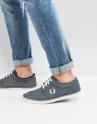 Fred Perry Stratford Printed Canvas Sneakers In Blue - Blue