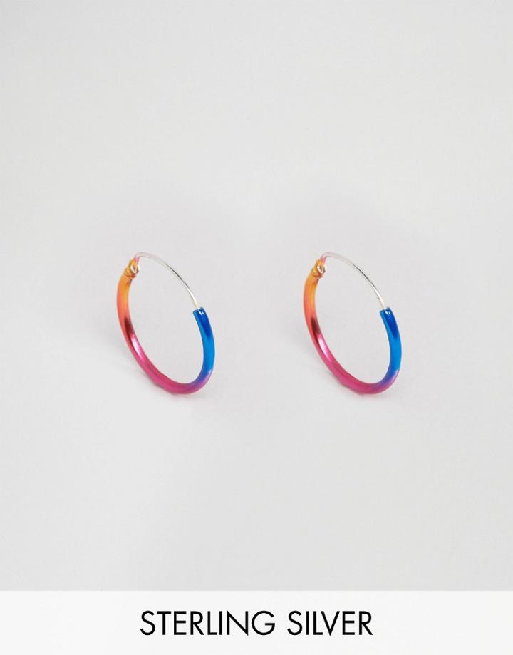 Reclaimed Vintage Rainbow 16mm Hoop Earrings In Sterling Silver - Multi