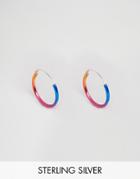 Reclaimed Vintage Rainbow 16mm Hoop Earrings In Sterling Silver - Multi
