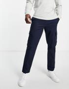 Selected Homme Organic Cotton Tapered Drawstring Cargo Pants In Navy
