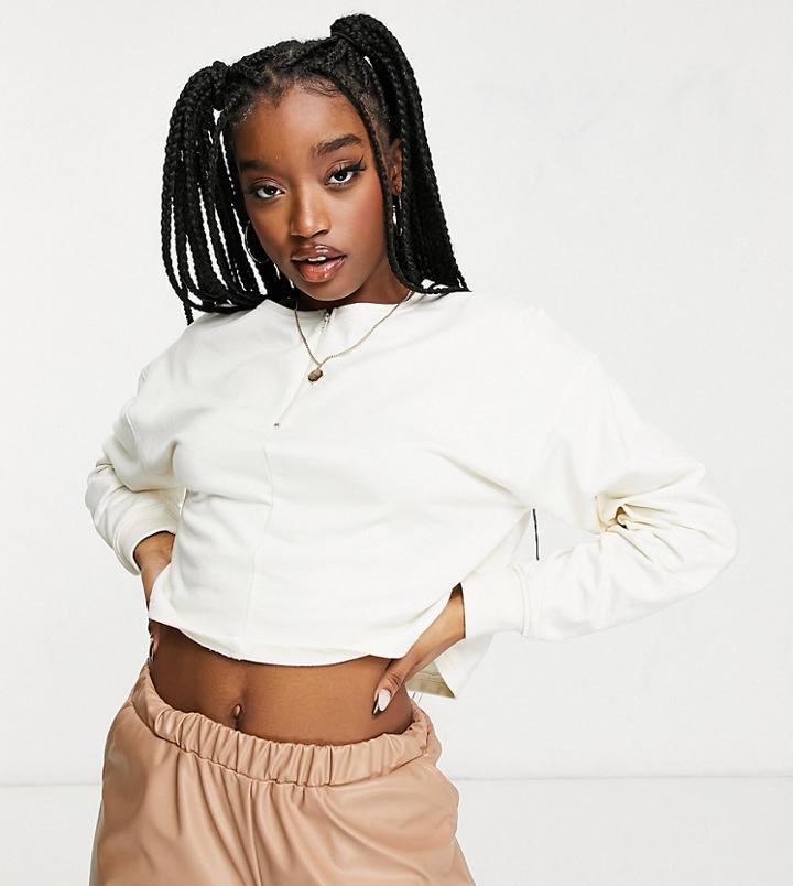 Missguided Cropped Sweatshirt With Zip In White