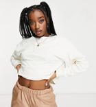 Missguided Cropped Sweatshirt With Zip In White