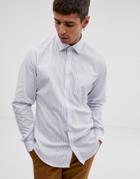 Esprit Slim Fit Long Sleeve Stripe Shirt In White - White