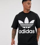 Adidas Originals Oversized Trefoil T-shirt In Black - Black