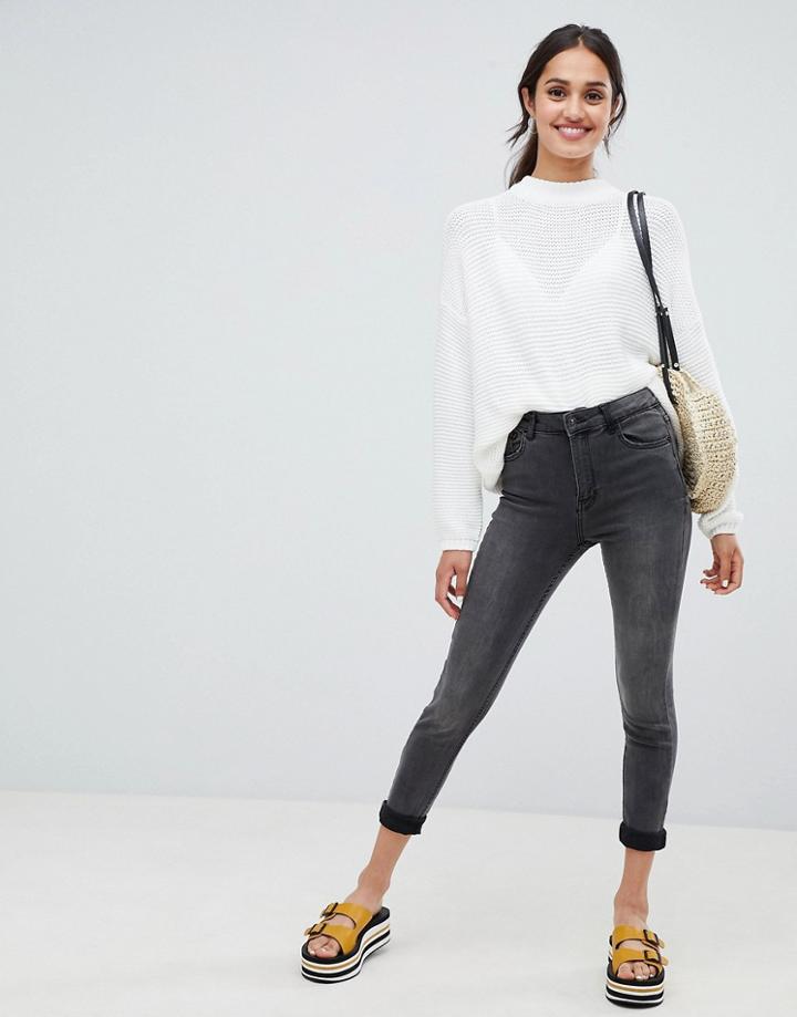 Bershka Skinny High Waist Jean - Gray