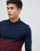 Asos Design Muscle Fit Polo Shirt With Contrast Yoke In Burgundy-red