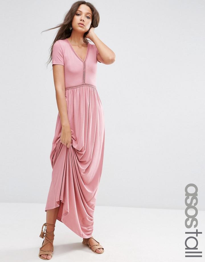 Asos Tall Maxi Dress With Ladder Inserts - Blush
