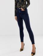 Asos Design 'sculpt Me' High Waisted Premium Jeans In Blackened Blue Wash