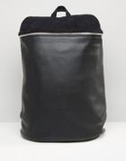 Asos Backpack With Borg Top Panel - Black