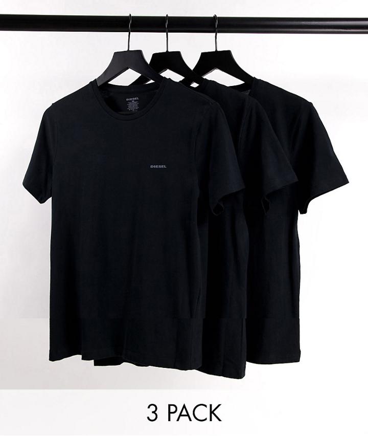 Diesel 3 Pack Loungewear T-shirts In Black