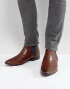 Asos Wide Fit Chelsea Boots In Brown Leather - Tan