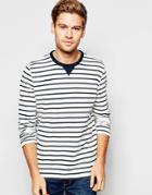Selected Homme Stripe Sweatshirt - White