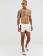 Asos Design Swim Short In White With Reflective Panels Super Short Length