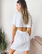 Asos Design Open Back Mini Tshirt Dress In White