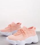Truffle Collection Wide Fit Knitted Sneakers With Chunky Sole In Pink