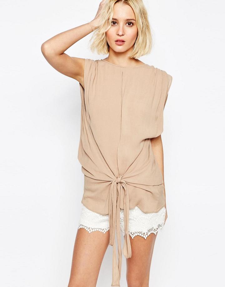 Paisie Multi Layer Top With Tie Waist - Cream