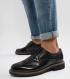 Dune Wide Fit Brogues In Black Leather - Black