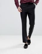 Asos Slim Tuxedo Suit Pants In Black 100% Wool - Black
