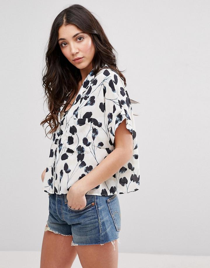 D.ra A Line Shadow Tulip Crop Shirt - White