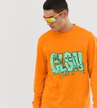 Collusion Long Sleeve Printed T-shirt - Orange