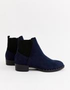 New Look Studded Flat Boot In Navy - Navy