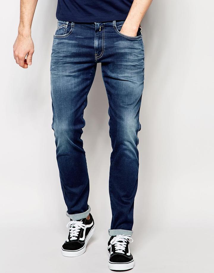 Replay Jeans Hyperflex Anbass Slim Fit Comfort Ultra Stretch Dark Wash - Blue