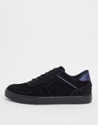 Asos Design Premium Leather And Suede Sneakers In Black