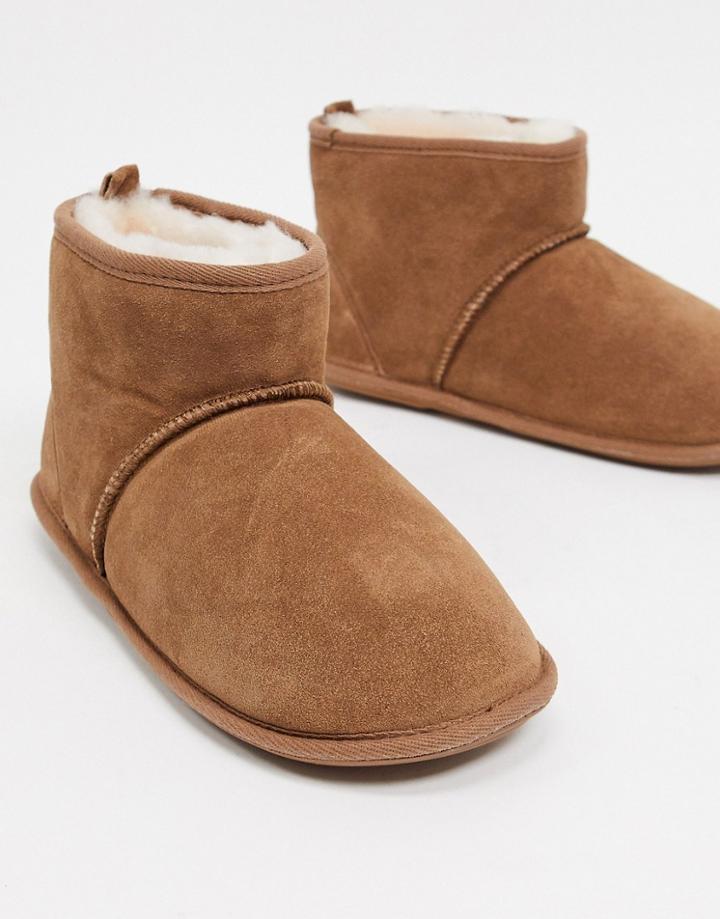 Sheepskin By Totes Suede Slipper Boots In Chestnut-brown
