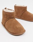 Sheepskin By Totes Suede Slipper Boots In Chestnut-brown