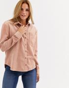 Miss Selfridge Cord Shirt In Light Pink