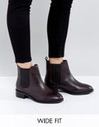 Asos Absolute Wide Fit Leather Chelsea Ankle Boots - Brown