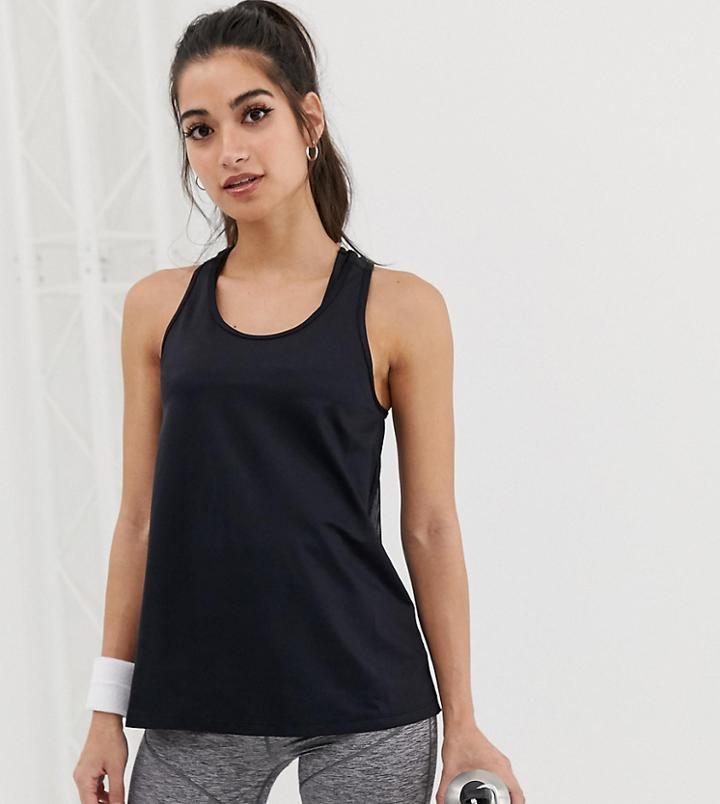 Asos 4505 Petite Gym Mesh Back Tank-black