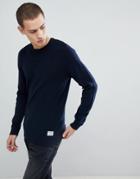 Jack & Jones Core Knitted Sweater With Button Shoulder - Navy