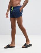 Asos Swim Shorts In Dusty Blue With Neon Drawcord In Super Short Lengt