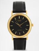 Casio Gold Detail Black Leather Strap Watch Mtp1095q-1a - Black