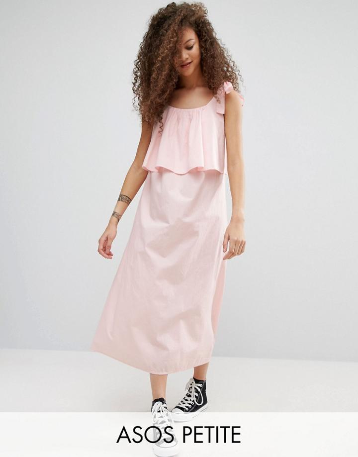 Asos Petite Double Layer Maxi Dress In Cotton - Blue