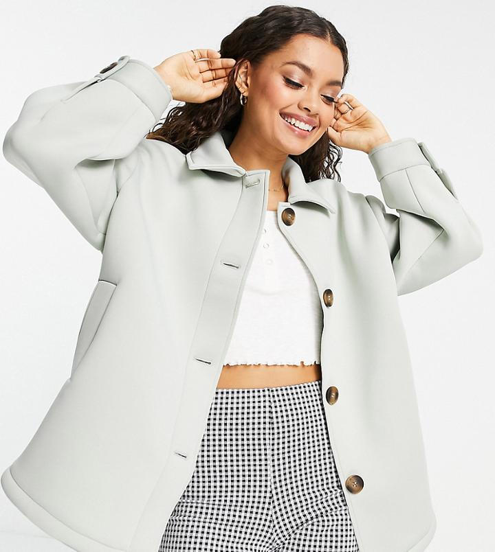 Asos Design Petite Scuba Jacket In Mint-green