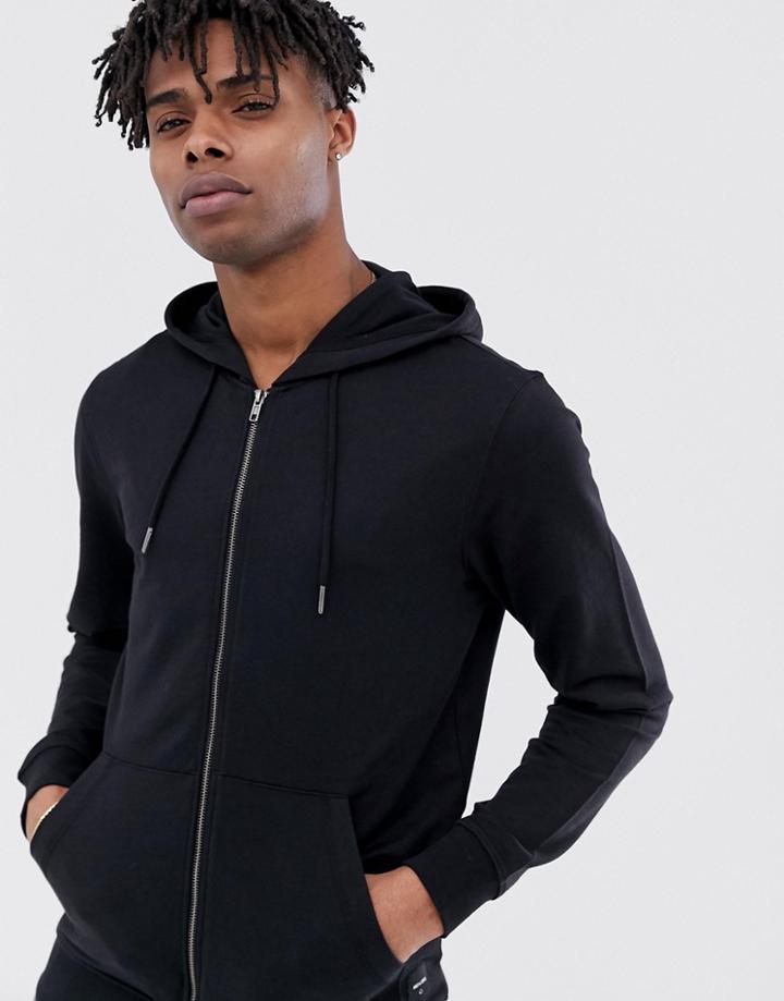 Only & Sons Basic Zip Through Hoodie - Black