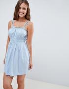 Asos Design Ladder Trim Beach Dress-blue