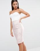 Lipsy Bandeau Cut Out Midi Dress - White