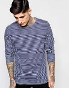 Scotch & Soda T-shirt With Breton Stripe In Navy Long Sleeves - Navy