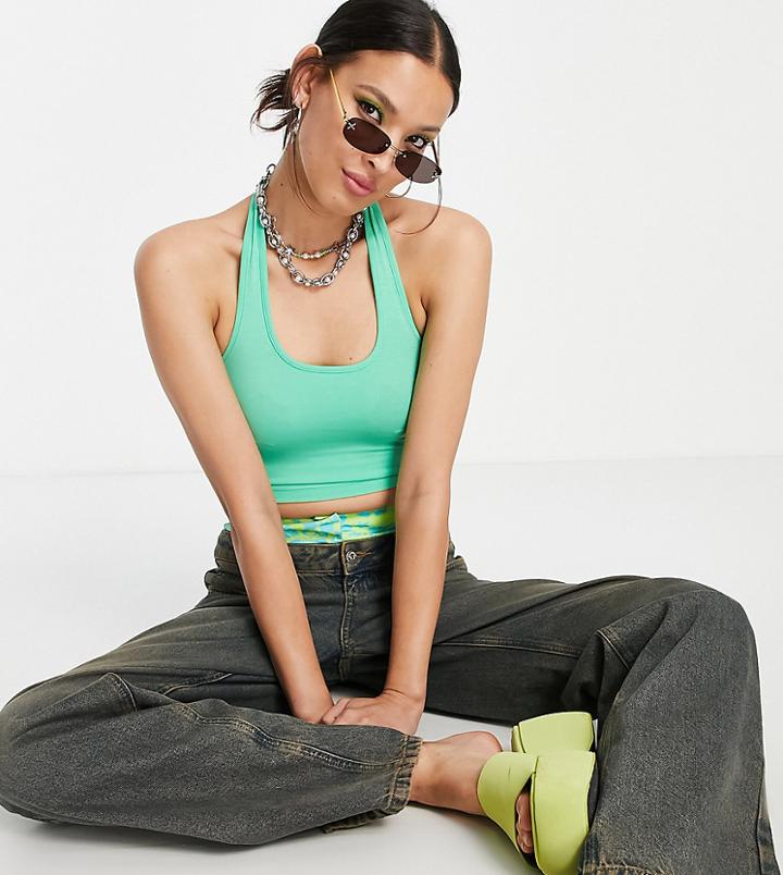 Collusion Halterneck Top In Green