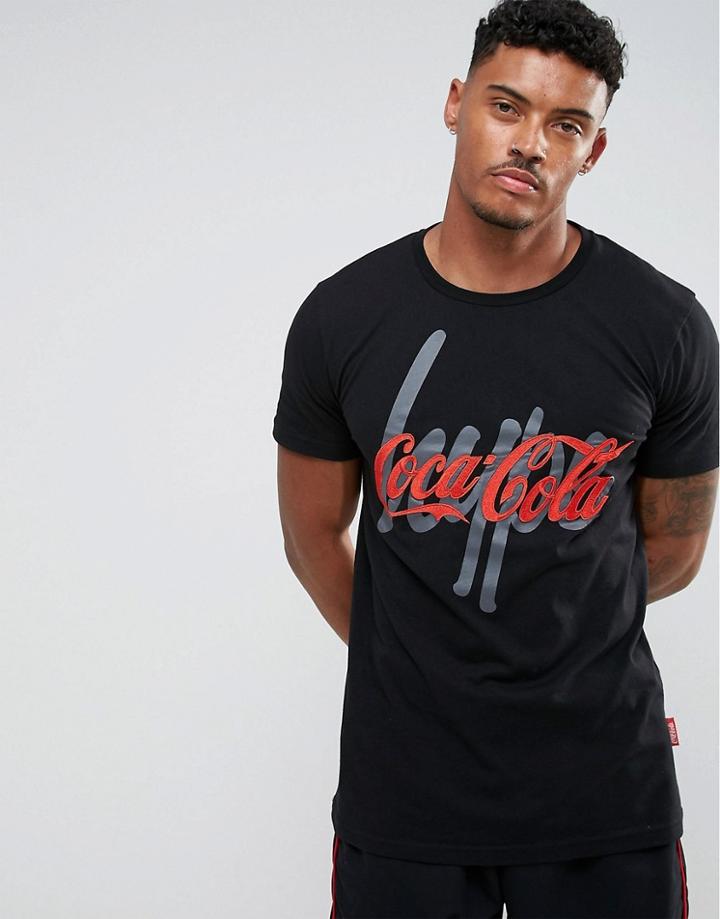 Hype X Coca Cola T-shirt In Black With Embroidered Logo - Black