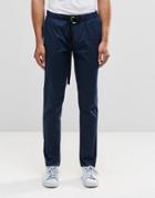 Asos Skinny Smart Joggers In Paper Touch Cotton In Navy - Navy