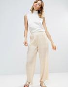 Ganni Hall Pleat Effect Pants In Ivory - Cream