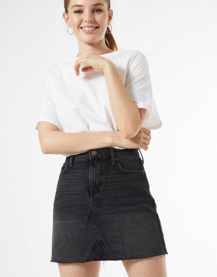 Miss Selfridge Denim Mini Skirt In Black